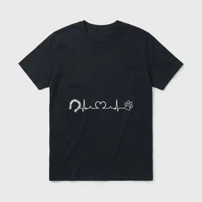 Hufeisen Herzschlag Hund Pfote T-Shirt – Klassisches T-Shirt in Schwarz