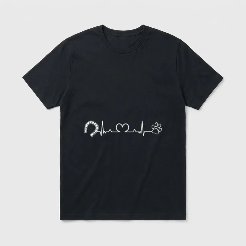 Hufeisen Herzschlag Hund Pfote T-Shirt – Klassisches T-Shirt in Schwarz