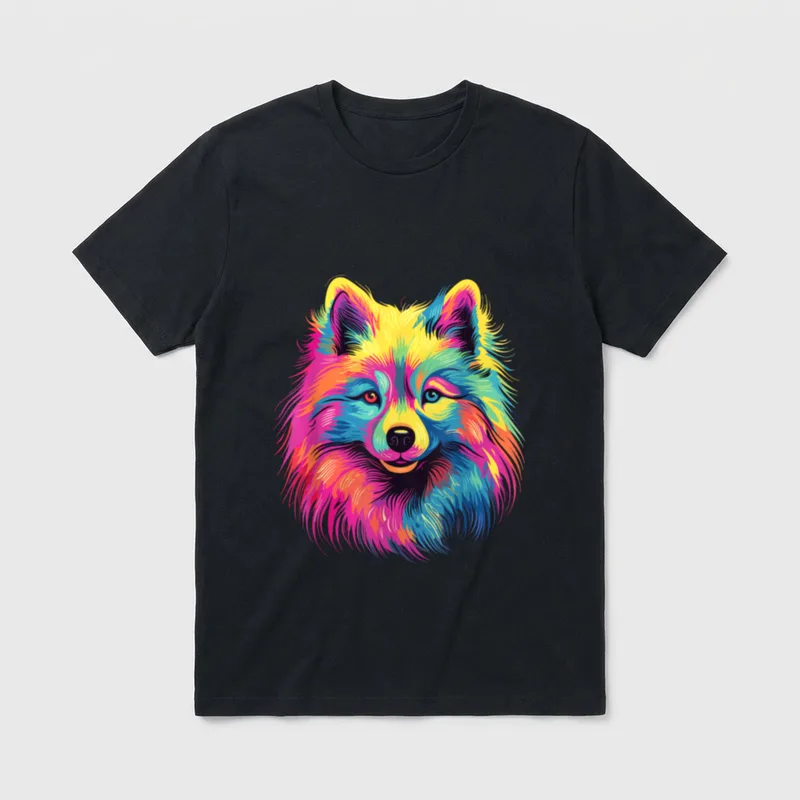 Wasserfarben Farbenfroher Japan Spitz T-Shirt – Klassisches T-Shirt in Schwarz