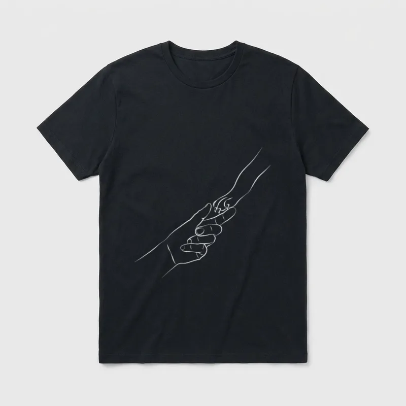 Pfote Menschenhand Hund Hunde T-Shirt 0862 – Klassisches T-Shirt in Schwarz