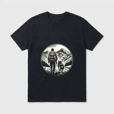 Wandern mit Hund Hundeurlaub T-Shirt – Klassisches T-Shirt in Schwarz