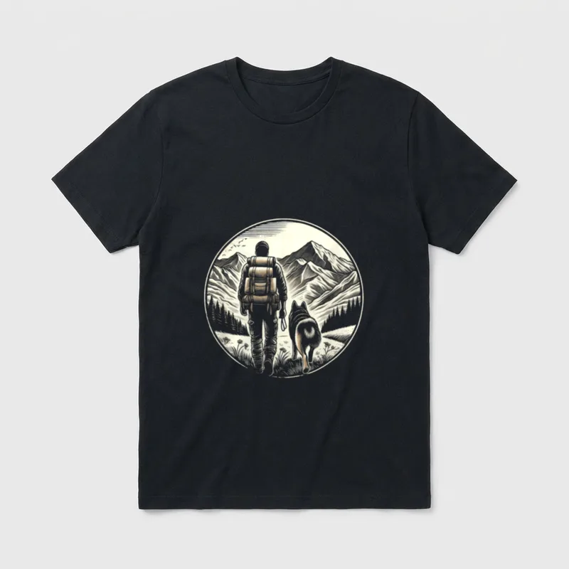 Wandern mit Hund Hundeurlaub T-Shirt – Klassisches T-Shirt in Schwarz