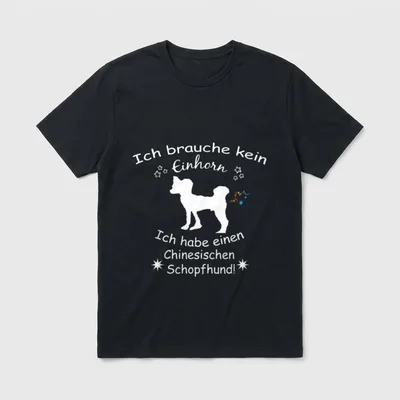 Chinesischer Schopfhund Chinese Crested Hund T-Shirt – Klassisches T-Shirt in Schwarz