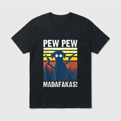 Hund Pew Pew Madafakas T-Shirt – Klassisches T-Shirt in Schwarz
