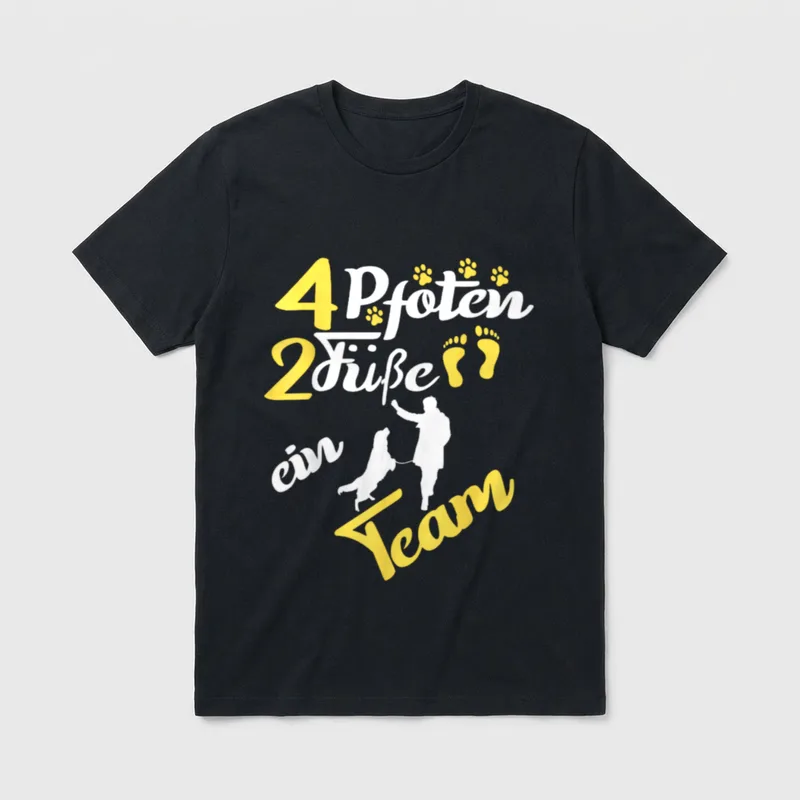 4 Pfoten 2 Füsse Lustige Hundesprüche T-Shirt – Klassisches T-Shirt in Schwarz
