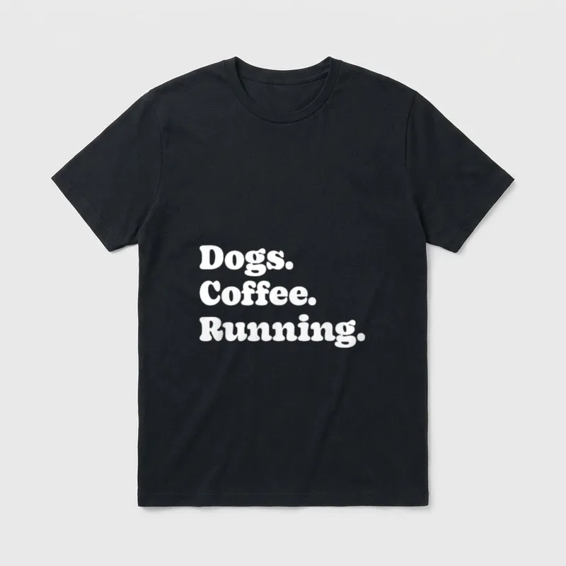 Dogs Coffee & Running T-Shirt – Klassisches T-Shirt in Schwarz
