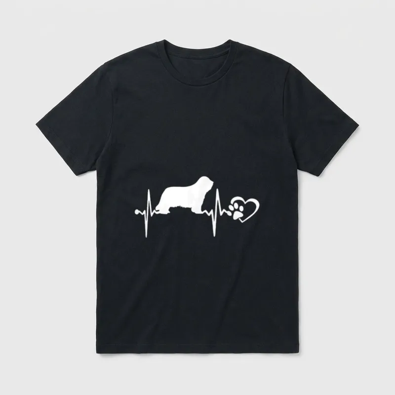 Bearded Collie Hund Herzschlag T-Shirt – Klassisches T-Shirt in Schwarz