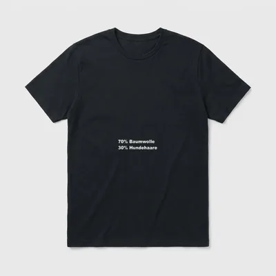 70 Prozent Baumwolle 30 T-Shirt – Aufdruck 70% Baumwolle 30% Hundehaare in weißer Schrift – Klassisches T-Shirt in Schwarz