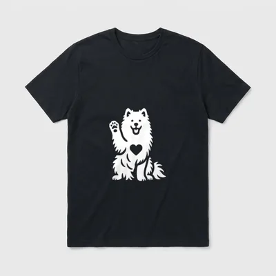 Niedliches Samojeden-Hundeherz-Pfoten-Grafikdesign T-Shirt – Klassisches T-Shirt in Schwarz
