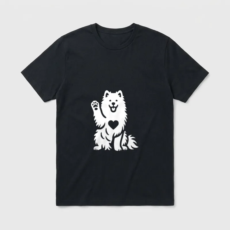 Niedliches Samojeden-Hundeherz-Pfoten-Grafikdesign T-Shirt – Klassisches T-Shirt in Schwarz