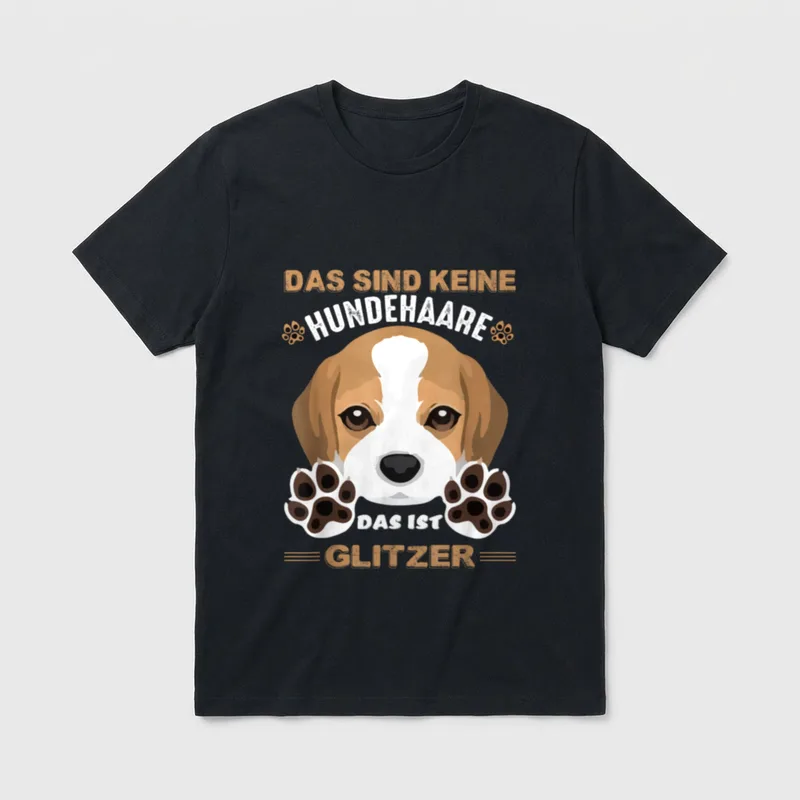 Hund Hundehaare Glitzer Dog T-Shirt – Klassisches T-Shirt in Schwarz