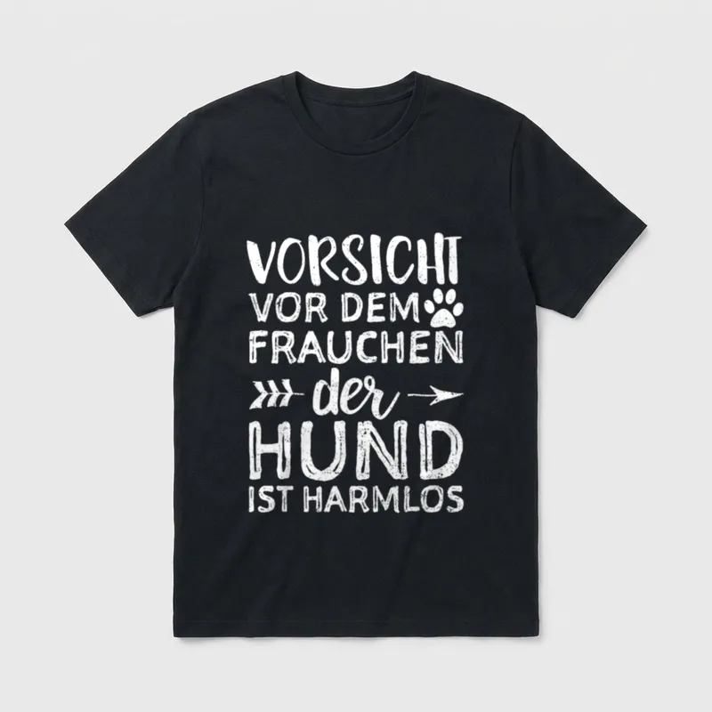 Vorsicht Vor Dem Frauchen T-Shirt 0911 – Klassisches T-Shirt in Schwarz
