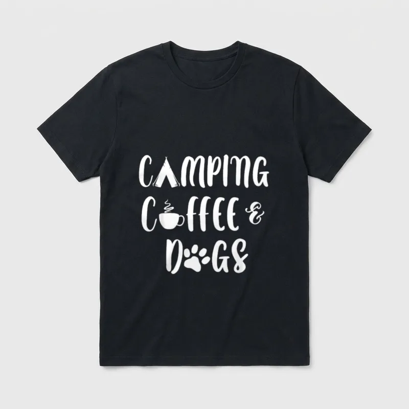 Camping Kaffee und Hunde T-Shirt – Klassisches T-Shirt in Schwarz