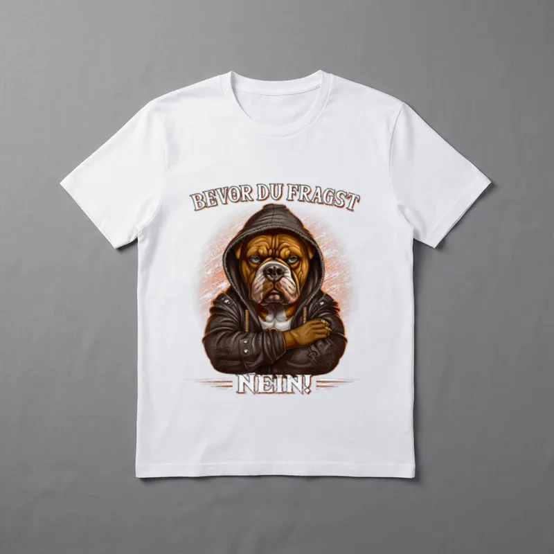 Bevor du fragst Nein T-Shirt 0924 – Klassisches T-Shirt in Schwarz