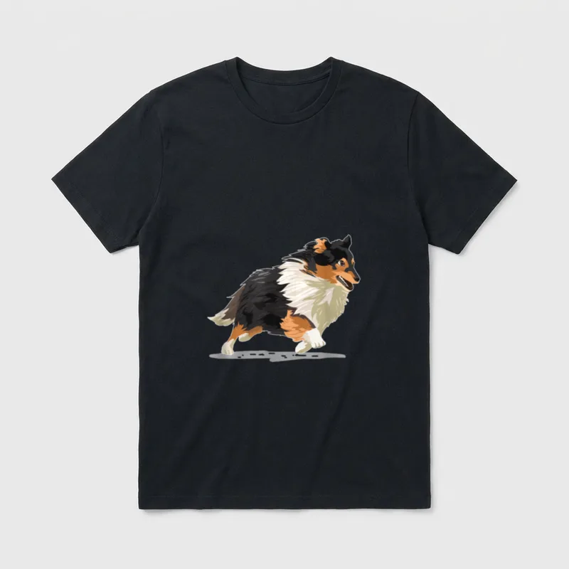 Sheltie Dog Illustration T-Shirt – Klassisches T-Shirt in Schwarz