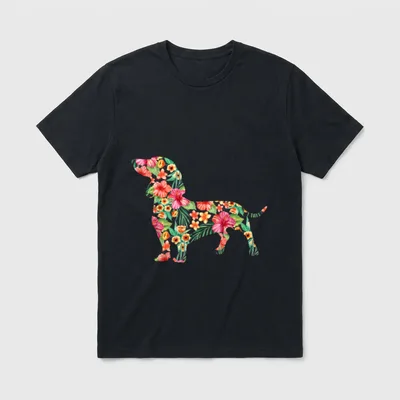 Dachshund Flower Funny Dog T-Shirt – Klassisches T-Shirt in Schwarz