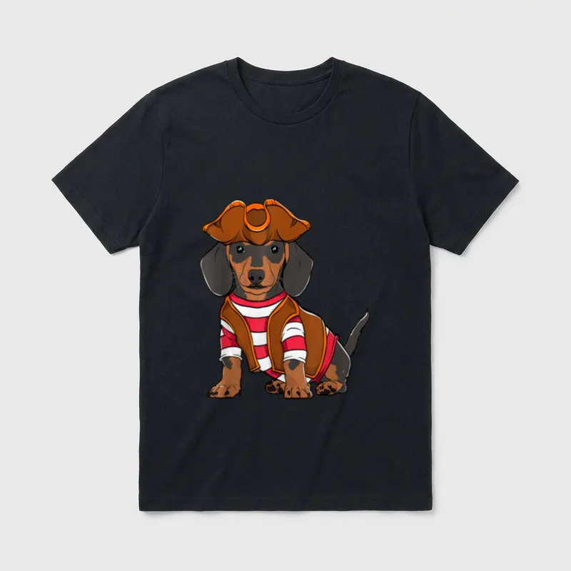 Dackel Hunderassen als Piraten T-Shirt – Klassisches T-Shirt in Schwarz