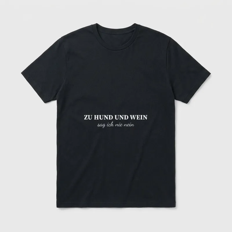 Zu Hund und Wein sag T-Shirt – Klassisches T-Shirt in Schwarz