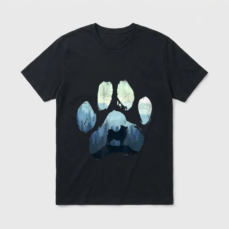 Schipperke Hundepfote Mama Papa T-Shirt – Klassisches T-Shirt in Schwarz