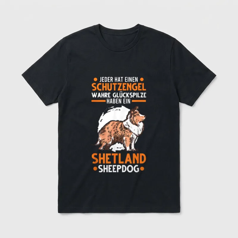 Sheltie Glückspilz Spruch Hütehund T-Shirt – Klassisches T-Shirt in Schwarz