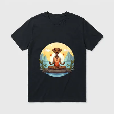 Bewusste Yoga Tiere Meditierender T-Shirt – Klassisches T-Shirt in Schwarz