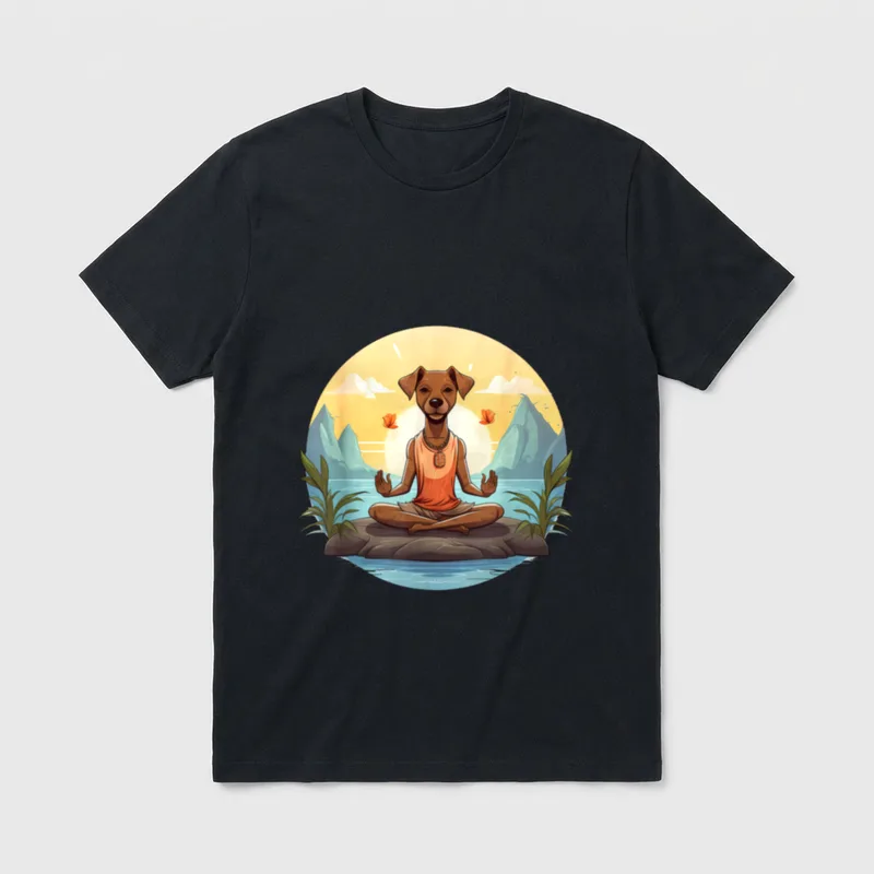 Bewusste Yoga Tiere Meditierender T-Shirt – Klassisches T-Shirt in Schwarz