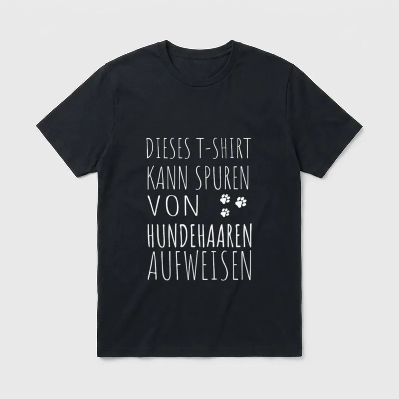 Kann Spuren von Hundehaaren T-Shirt 0978 – Klassisches T-Shirt in Schwarz