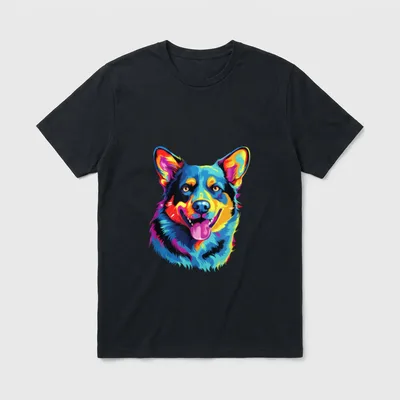 Wasserfarben Farbenfroher Australian Cattle T-Shirt – Klassisches T-Shirt in Schwarz