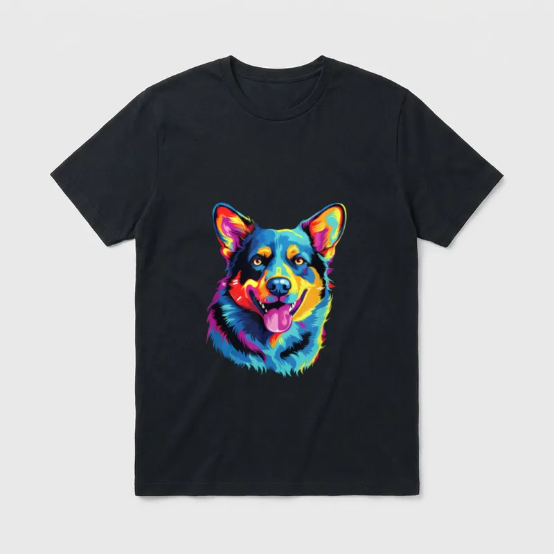 Wasserfarben Farbenfroher Australian Cattle T-Shirt – Klassisches T-Shirt in Schwarz