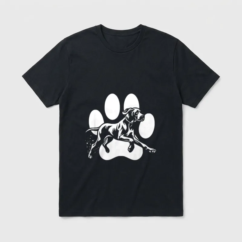 Deutsche Dogge läuft Hundepfoten-Grafikdesign T-Shirt – Klassisches T-Shirt in Schwarz