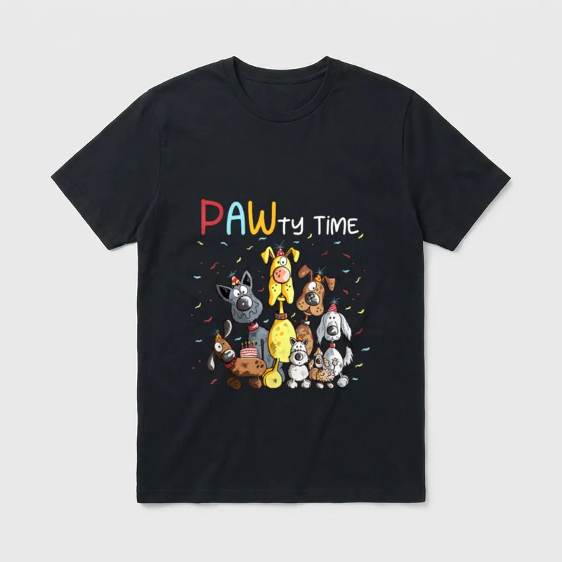 Pawty Time Hunde Geburtstag T-Shirt – Klassisches T-Shirt in Schwarz