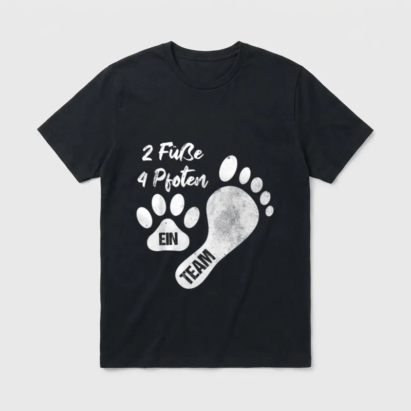 2 Füße 4 Pfoten T-Shirt 1001 – Klassisches T-Shirt in Schwarz