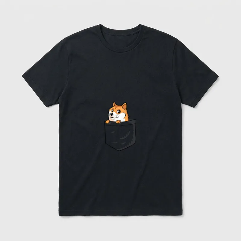 Pocket Doge Doge Dog T-Shirt – Klassisches T-Shirt in Schwarz