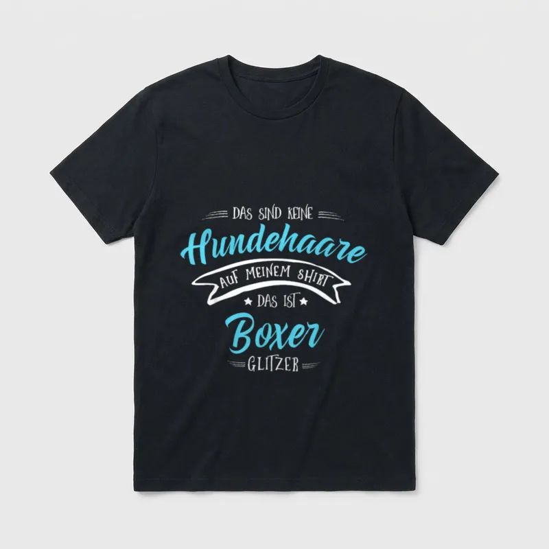 Hundehaare Glitzer Boxer T-Shirt – Klassisches T-Shirt in Schwarz