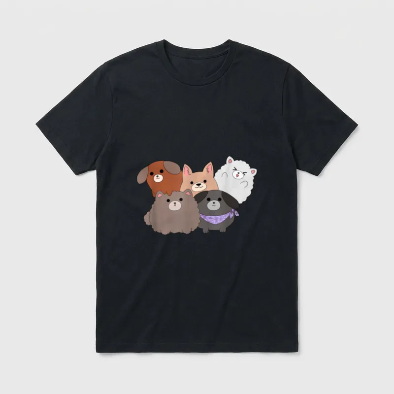 Niedliche Hunde Kawaii-Motiv Hundeliebhaber T-Shirt – Klassisches T-Shirt in Schwarz