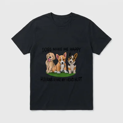 Dogs make me happy Lustige Hundesprüche T-Shirt – Klassisches T-Shirt in Schwarz