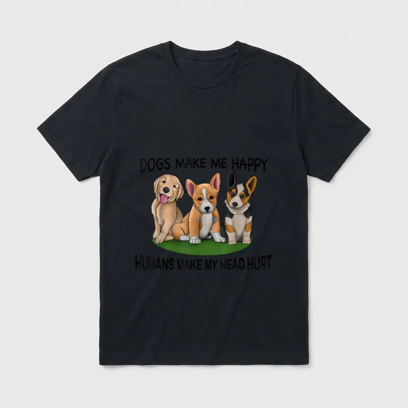 Dogs make me happy Lustige Hundesprüche T-Shirt – Klassisches T-Shirt in Schwarz