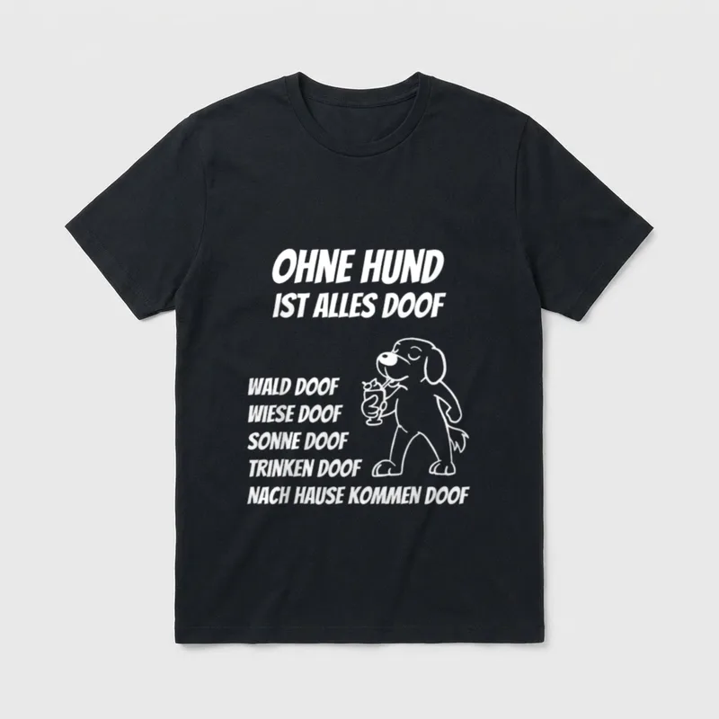 Ohne Hund ist alles T-Shirt 1058 – Klassisches T-Shirt in Schwarz