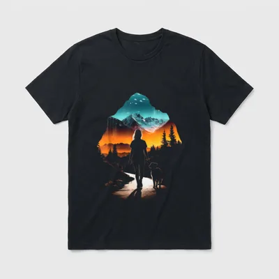 Wandern mit Hund Frauchen T-Shirt – Klassisches T-Shirt in Schwarz