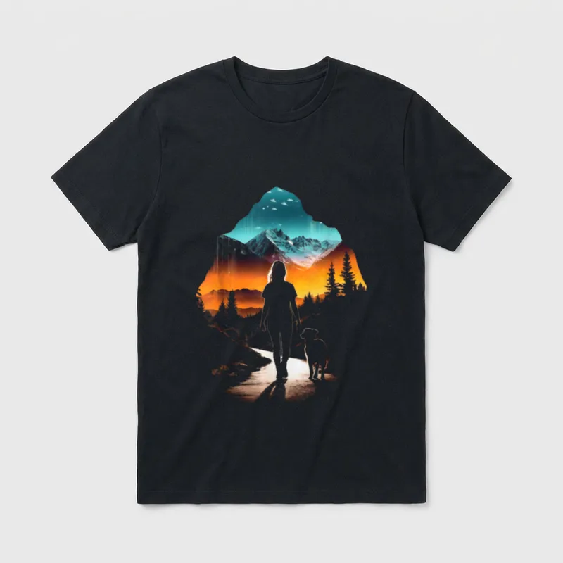 Wandern mit Hund Frauchen T-Shirt – Klassisches T-Shirt in Schwarz