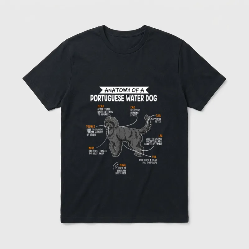 Anatomie Eines Portugiesischer Wasserhund T-Shirt – Klassisches T-Shirt in Schwarz