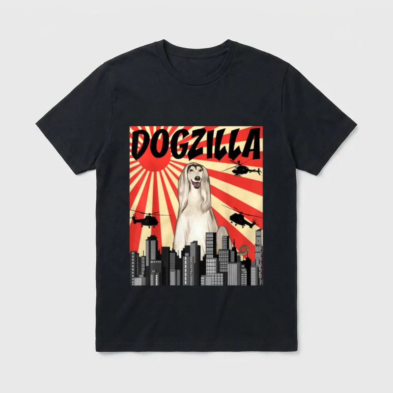 Retro Dogzilla Japanisch Afghanischer T-Shirt – Klassisches T-Shirt in Schwarz