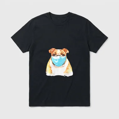 Hund mit Mundschutz lustige T-Shirt – Klassisches T-Shirt in Schwarz
