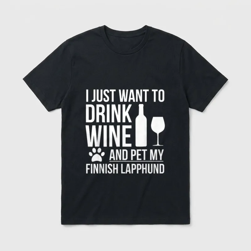 Drink Wine Pet finnischer T-Shirt – Klassisches T-Shirt in Schwarz