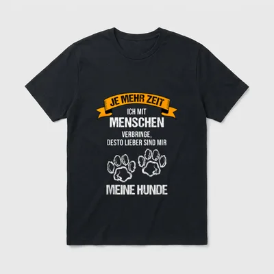 Lieber Hunde als Menschen T-Shirt – Klassisches T-Shirt in Schwarz