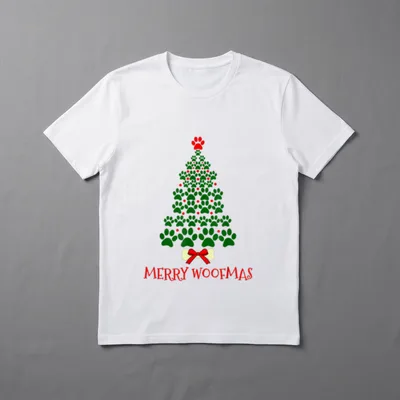 Woofmas Pfote Weihnachten Weihnachtsbaum T-Shirt – Klassisches T-Shirt in Schwarz