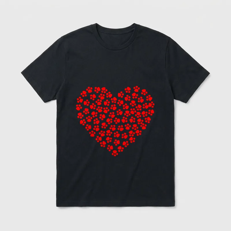 Herz Pfoten für Tierfreunde T-Shirt – Klassisches T-Shirt in Schwarz