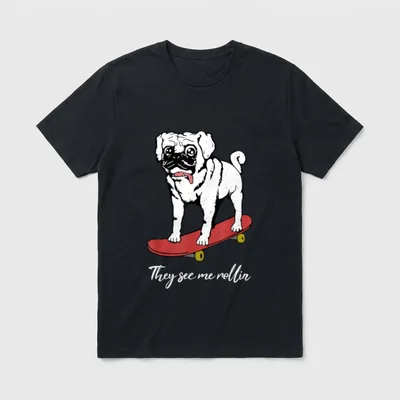 HUND AUF SKATEBOARD COOLER T-Shirt – Klassisches T-Shirt in Schwarz