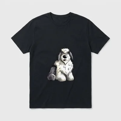 Witziger Bobtail Cartoon Hunde T-Shirt – Klassisches T-Shirt in Schwarz