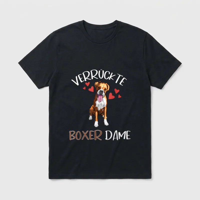 Verrückte Boxer Dame Süßes T-Shirt – Klassisches T-Shirt in Schwarz